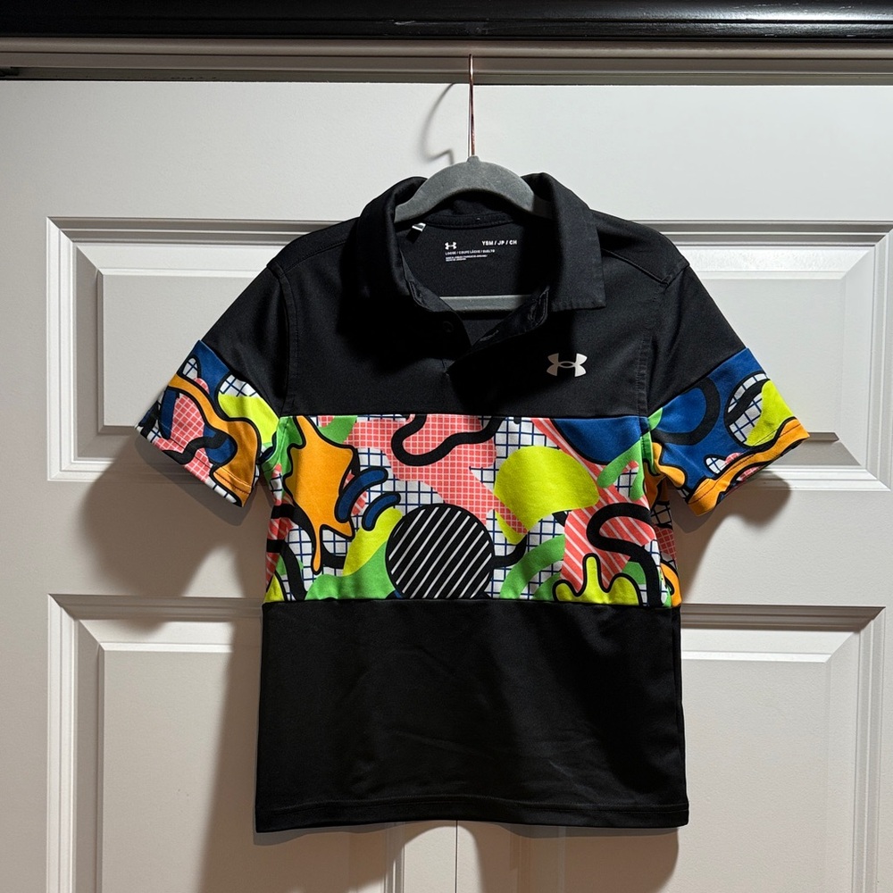 Under Armour Kids' Black and Colorful Polo Shirt